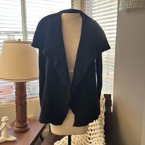 Vince Wool & Yak Black Thick Knit Open Draped Waterfall Cardigan Extra Small